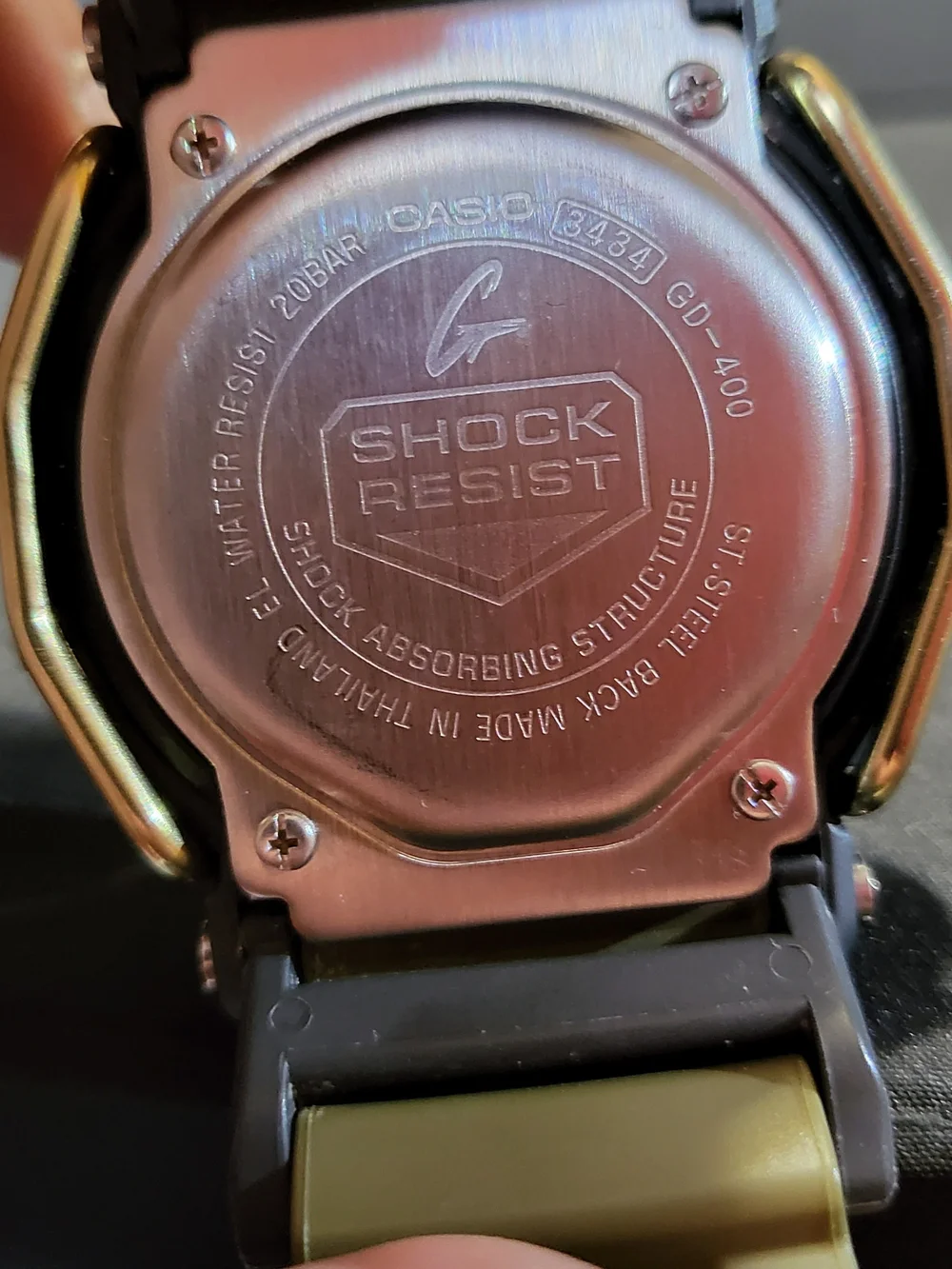 Casio G-Shock GD-400 Digital Sport Watch - Olive Green & Gold